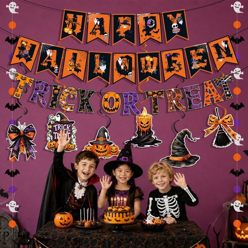 Halloween Skull Pumpkin Bunting Banner Party Decoration