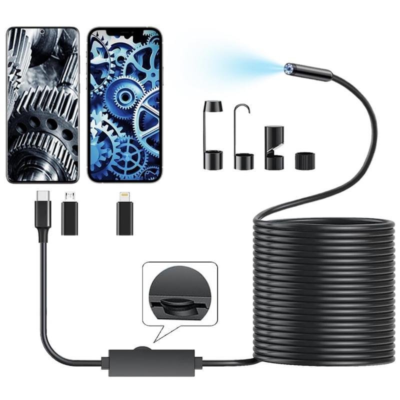 Endoscope Camera with Light, 1920P HD Borescope Tools with 8 Adjustable LED