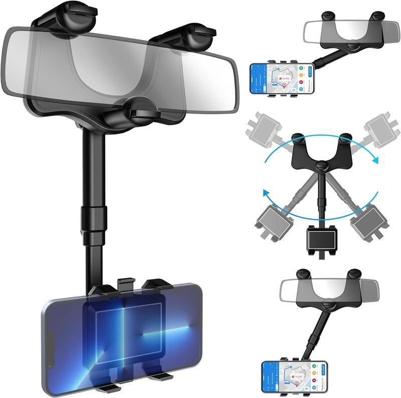 Car Phone Holder, Mobile Phone Holder for Rearview Mirrors, 360°
