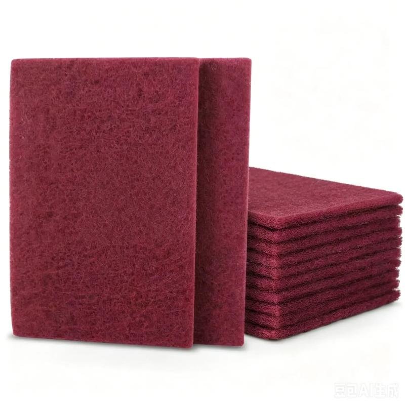 Maroon Scuff Pads for Kitchen Cleaning, 10 Pack