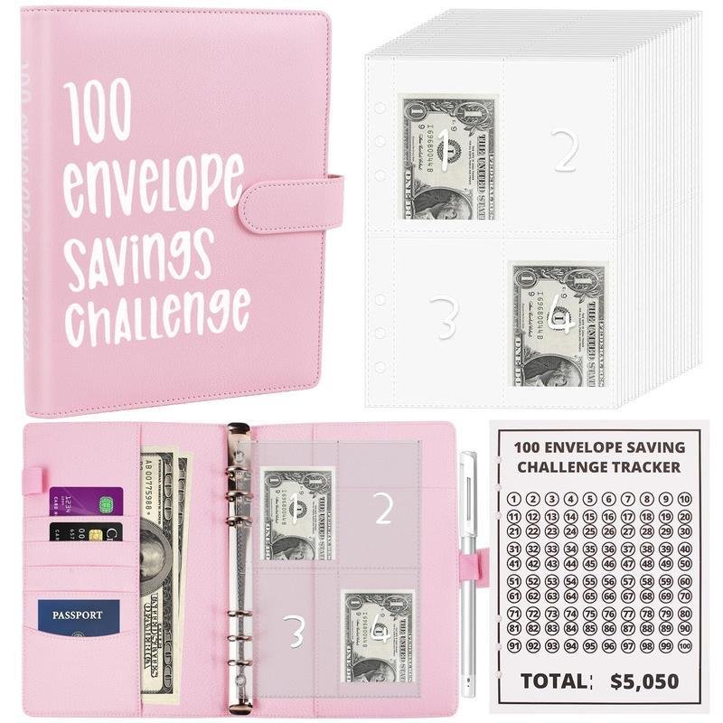 100 Envelopes Money Saving Challenge-A5 Money Saver Budget Binder Book with Ca