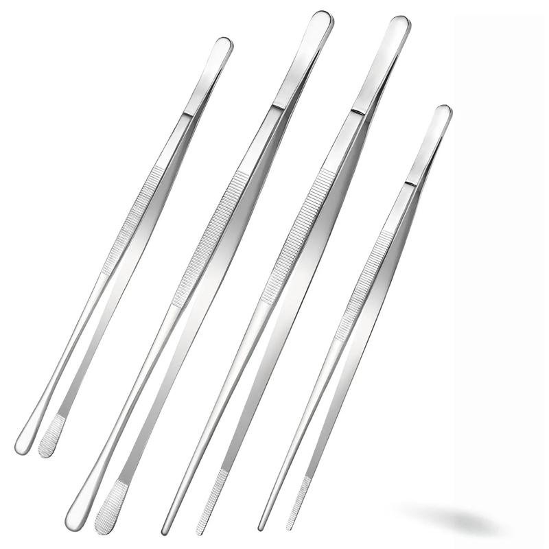 Fine Long Tweezer Tongs Professional Set Stainless Steel