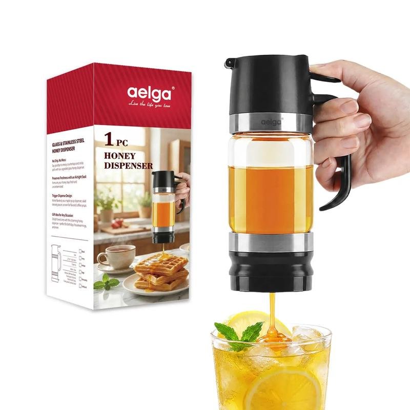 Glass Honey Dispenser No Drip No Mess Leak-Free Design