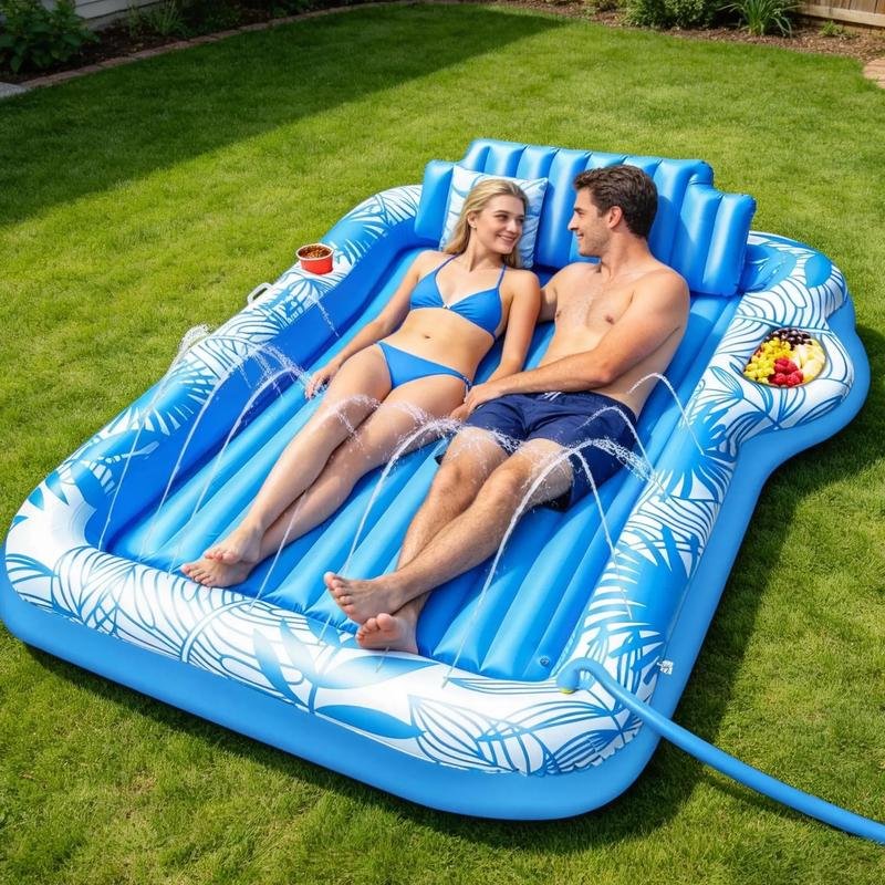 Inflatable Sunbathing Pool Chaise Lounge Drain Strap Spray Cup Holder