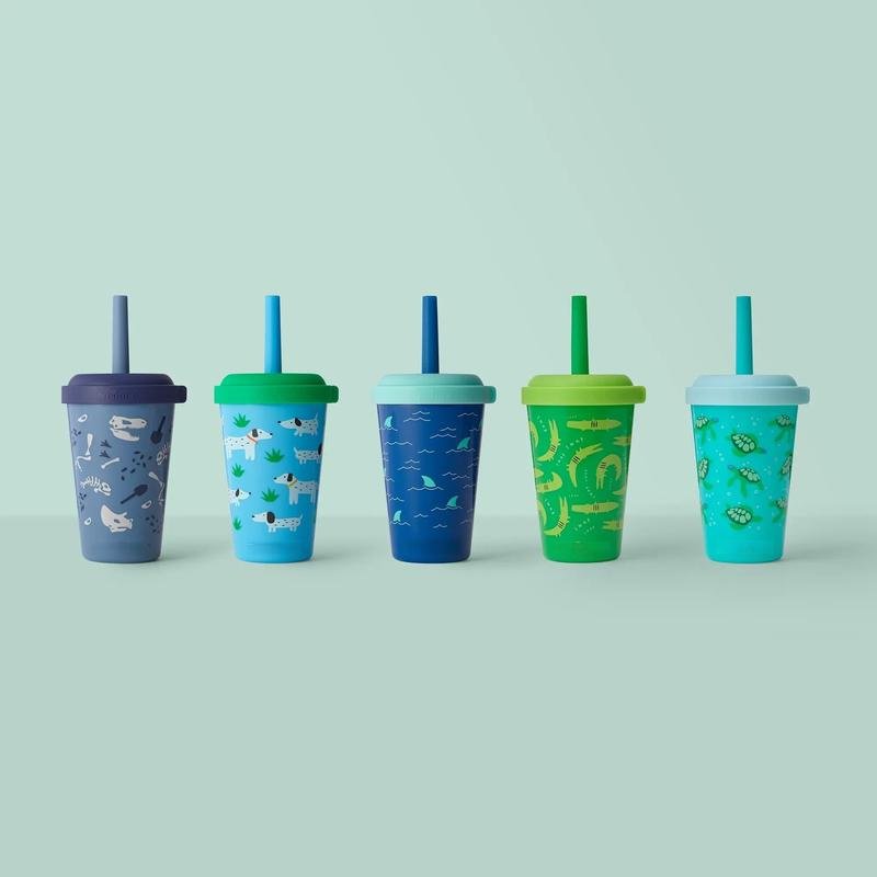 Kids Tumbler Pack Spill Proof Cups with Straws Stackable