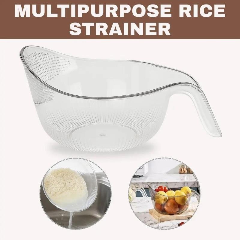 Silicone Basket Rice Strainer with Handle Sturdy BPA-Free Transparent