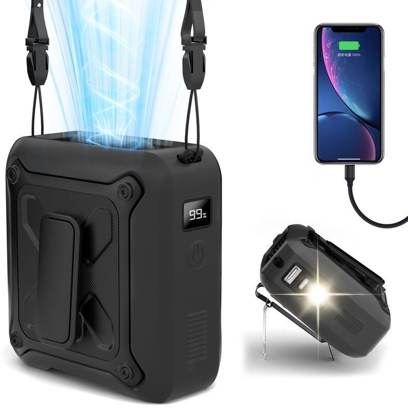 Waist Clip Fan, Power Bank, Portable Fan, Flashlight