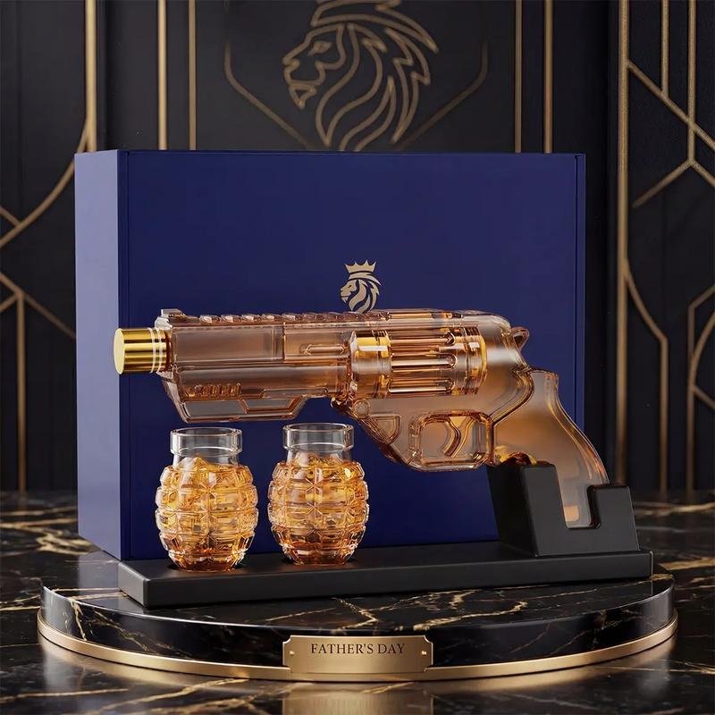 Whiskey Decanter with Grenade-Shaped Shot Bottle