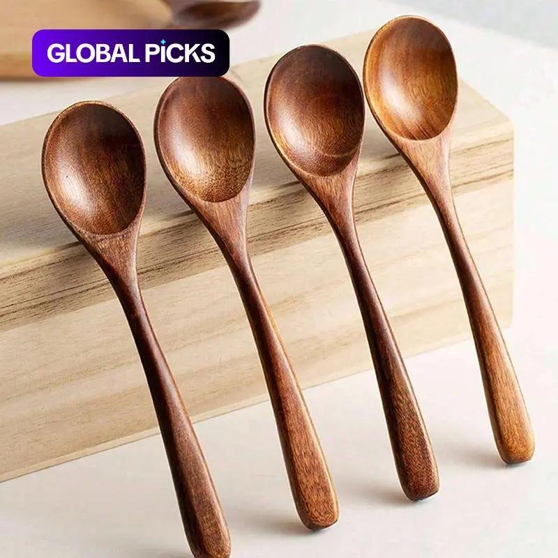 Wooden Spoon Set Durable Eco-Friendly Long-Handled Cooking Spoons