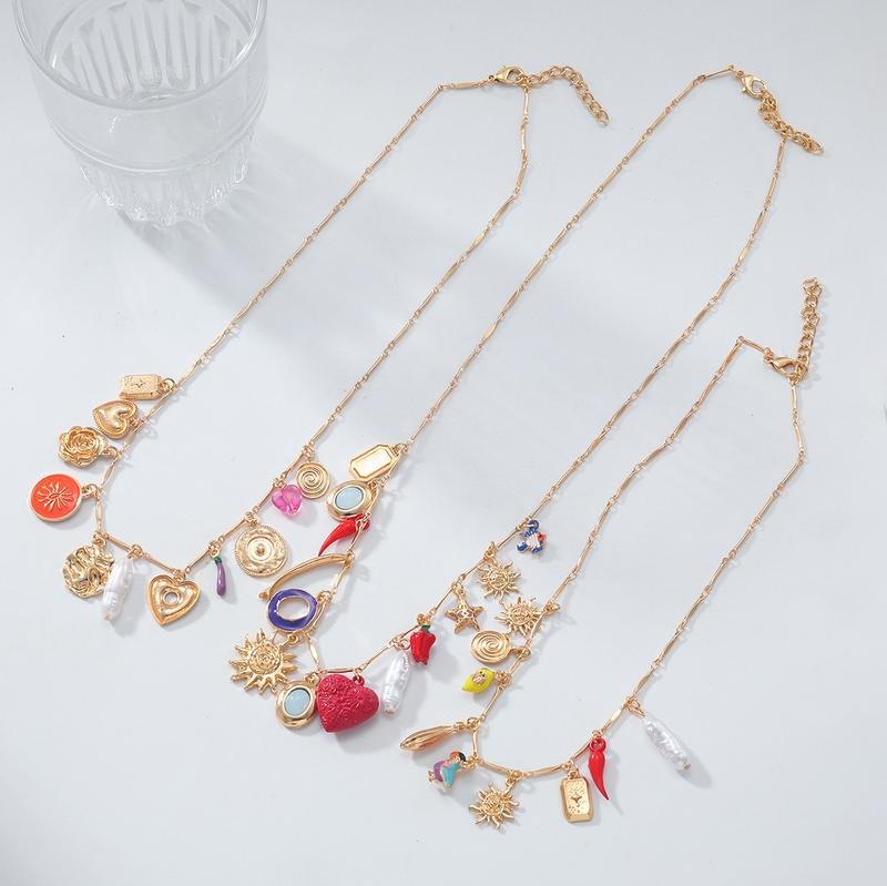 Bohemian Love Heart Bird Pearl Multi-Tier Necklace