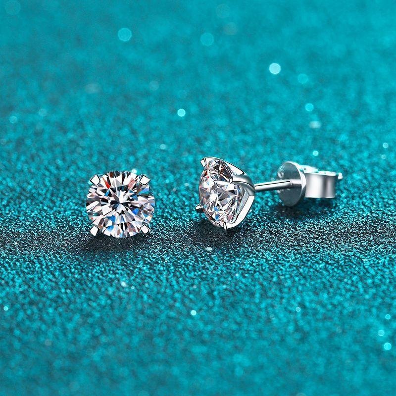 S925Sterling Silver Four-Prong Ear Studs20Part30Part50Part80Part1Carat2Carat Moissanite Minimalist Style