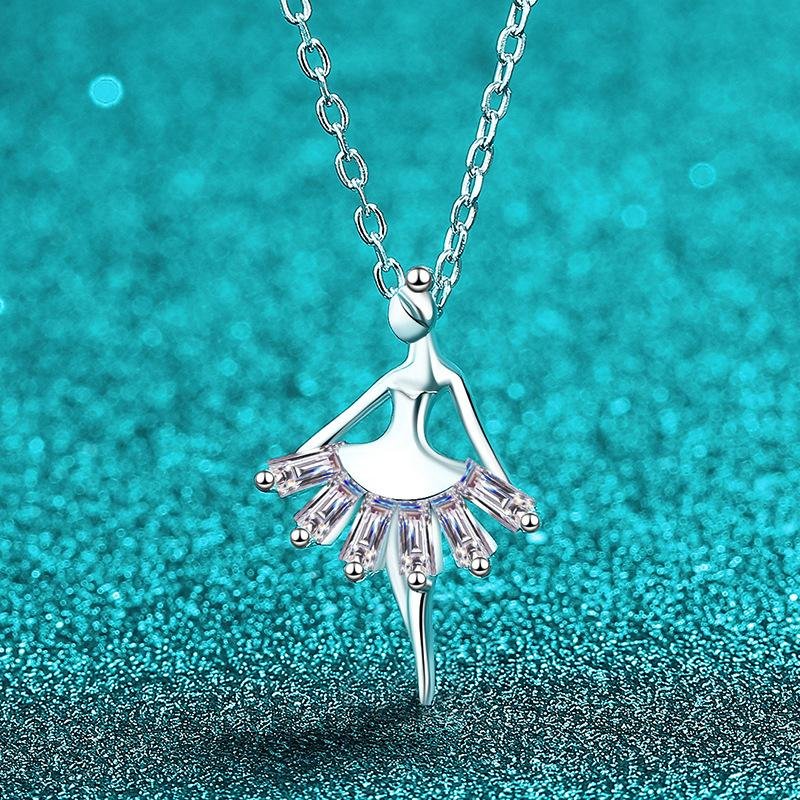 S925Sterling Silver Moissanite Necklace Women's Pendant
