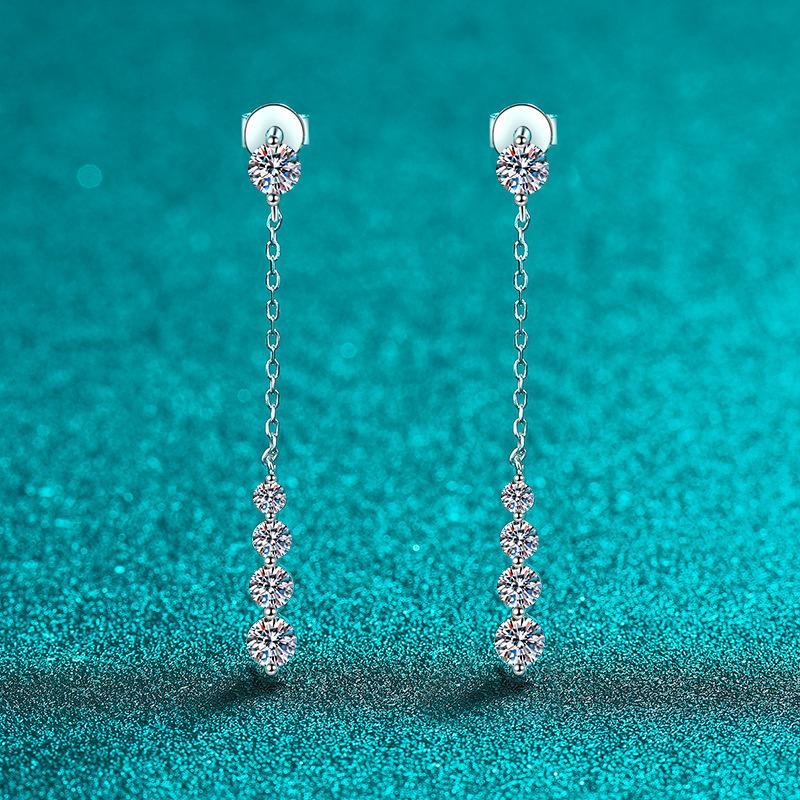 S925Sterling Silver Moissanite Ear Studs